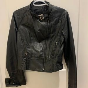 Faux-Leather Jacket, Black, Sz M
